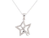 Fairy Pendant Necklace with Diamond Accent in Sterling Silver with Chain